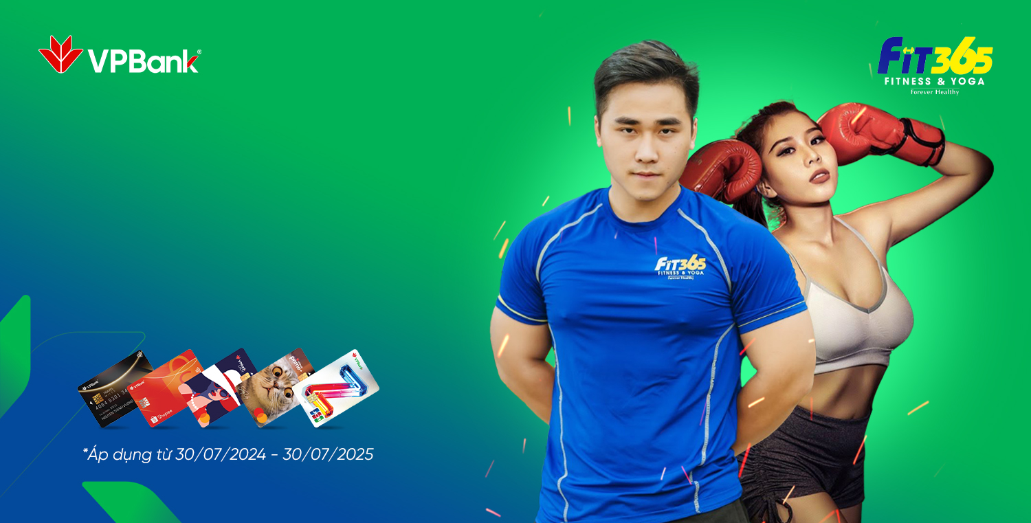 Giảm 15% chi tiêu tại FIT365 Gym & Yoga khi thanh toán bằng thẻ VPBank